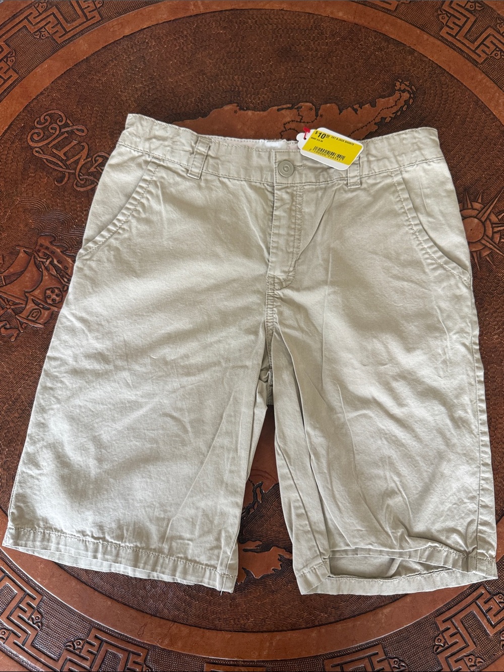 Cat & Jack Light Khaki Flat Front Kids Shorts, School Uniform Pants Size 14
